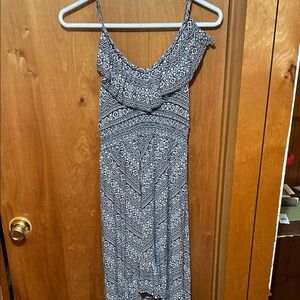 Black & White Small Sleeveless Spaghetti Strap Maxi High Low Sundress